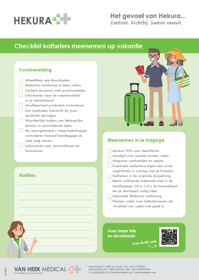 Vakantie checklist met katheter